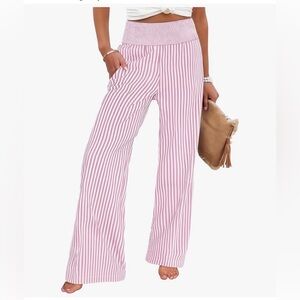 NWT Pink Striped Palazzo Wide Leg Pants-S